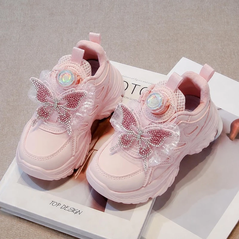 Kinder-Sneaker Süße Schmetterling-Mädchen-Prinzessinnen-Freizeitschuhe Dicke Weiche Sohle 2026 Brandneue Kinder-Sportschuhe Rutschfest Trendig – Detail 5
