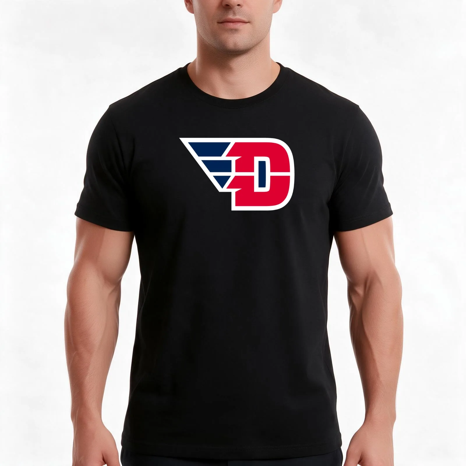 Dayton Flyers T-Shirt, Summer Casual Cotton Tee, Oversized Streetwear Tops, Vintage Graphic Print, Loose Fit Short Sleeve