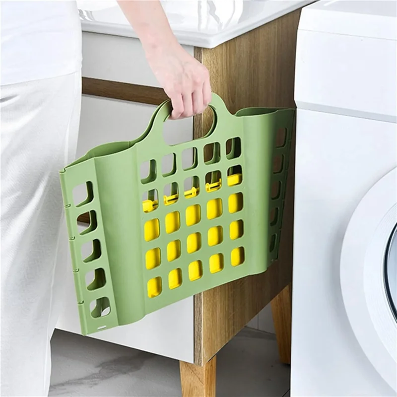 

BYBS-Wall-Mounted Foldable Laundry Basket - Plastic Storage For Dirty Clothes, Streamline Your Space