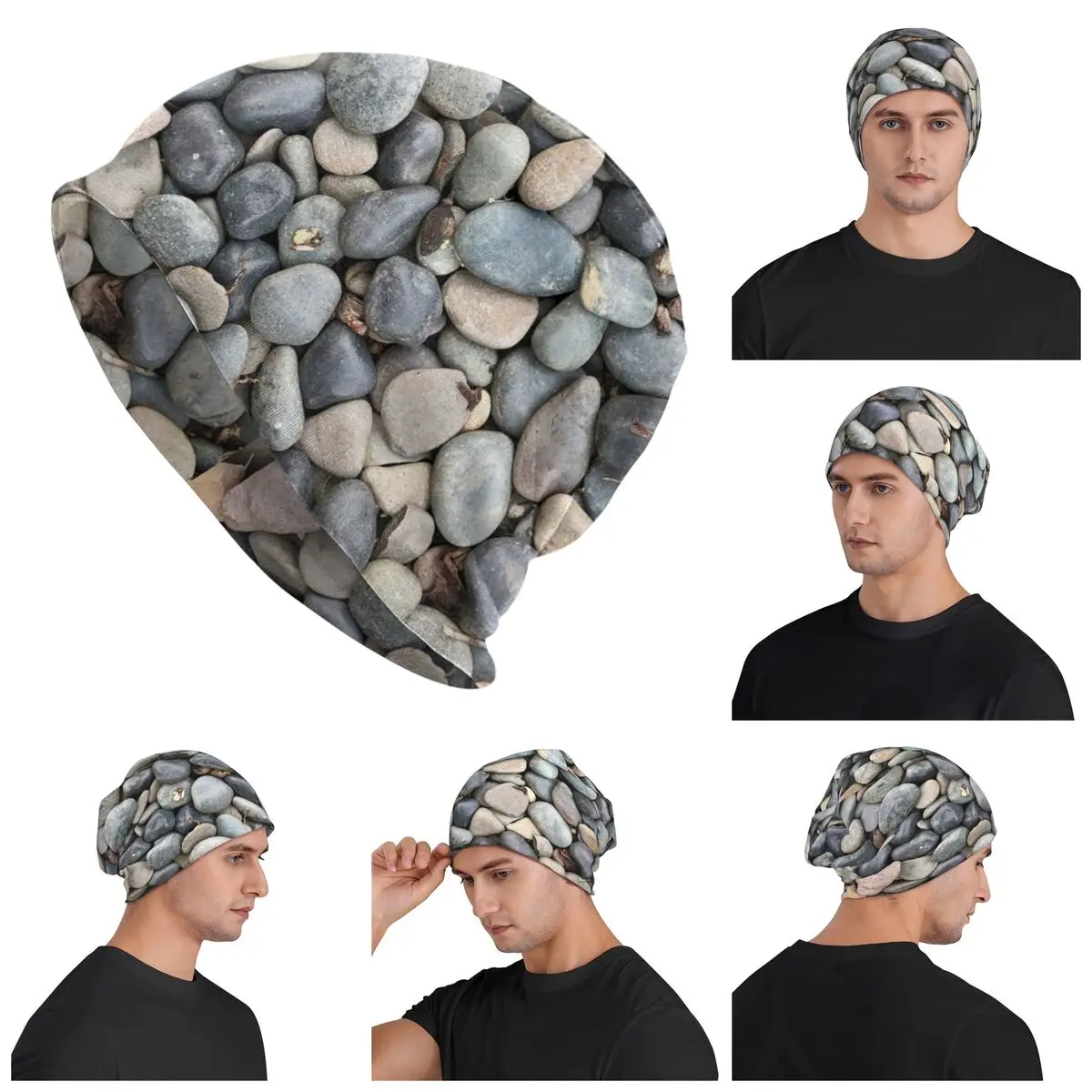 Colorful Pebbles By The Pool Pebble Pattern Skullies Beanies Hats Warm Autumn Winter Outdoor Cap Knitted Bonnet Caps for Unisex