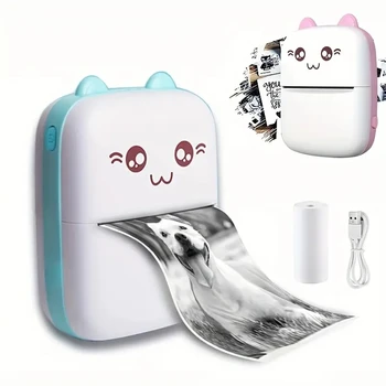 Mini CAT portable thermal printer print photo pocket thermal label printer 58mm printing…