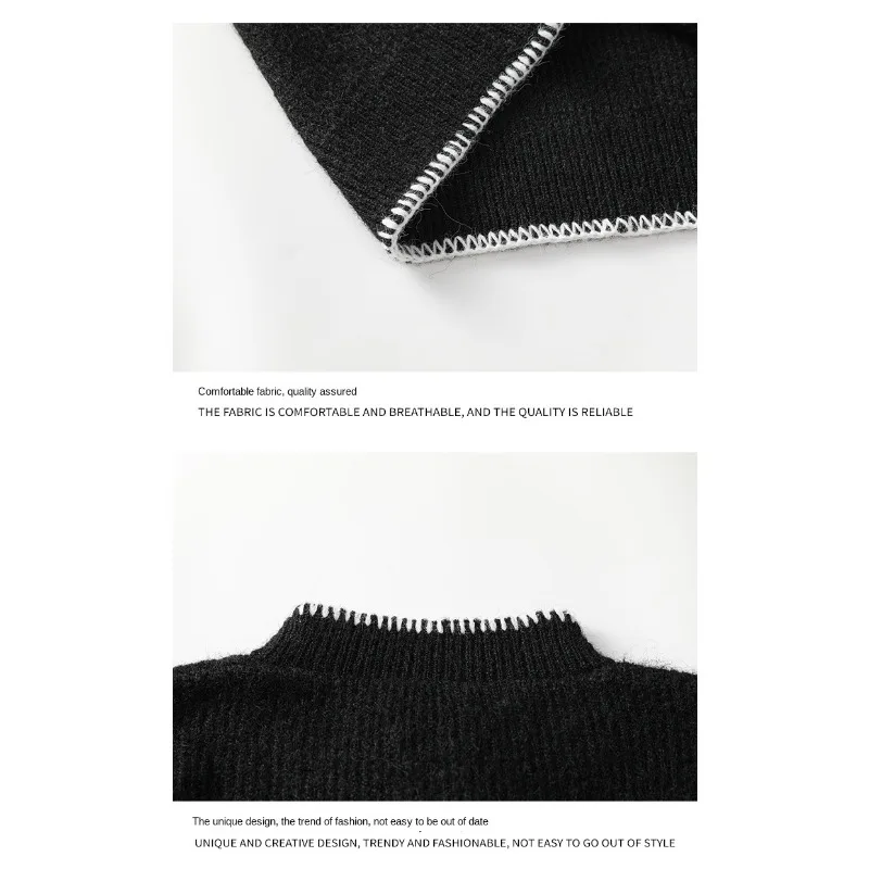 2026 Herbst Winter Herren Henley-Kragen Pullover Strickpullover Übergröße Locker Lässig Langarm-Oberteil – Detail 8