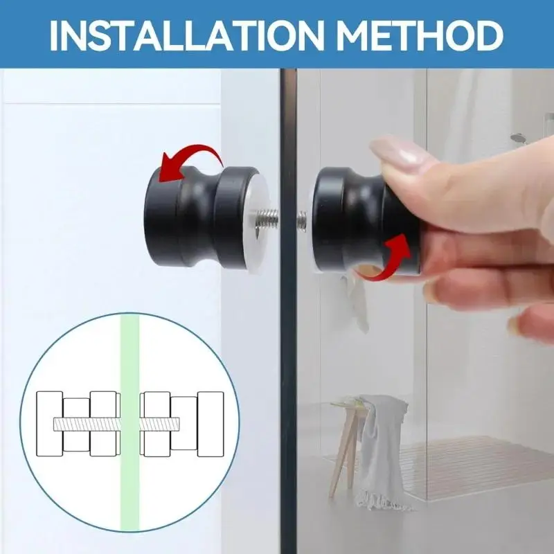 New Shower Glass Door Handle,Sliding Shower Doors Knob,Double Sided Pull Hardware Replacement Parts For Bathroom Glass Doors