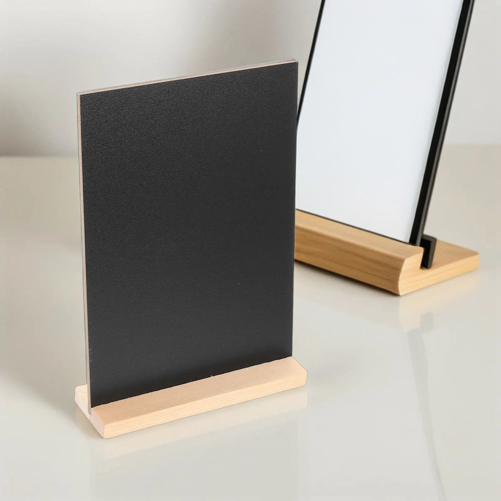 Chalkboard Sign Single-Sided Erasable Mini Blackboards with Pine Wood Base for Home Decor Message Board Desktop Display Board