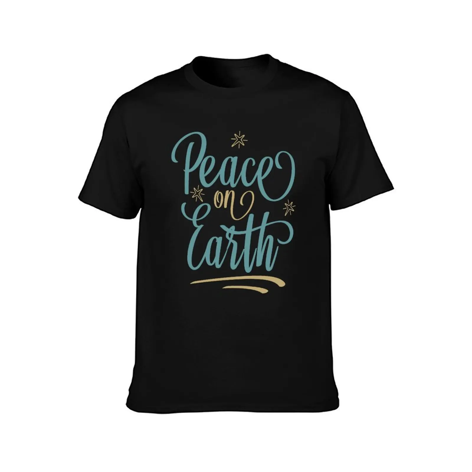 Peace on Earth Christmas and Holiday T-Shirt Basic Casual Short Sleeve Cotton Shirt
