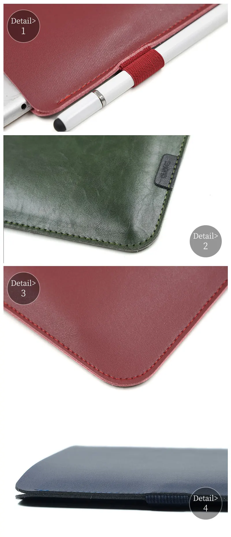 Ultradünne PU-Leder-Tablet-Hülle für 8,3/10,9/11/12,9/13 Zoll, Tasche mit direkter Seitenzugangsstiftschlitz für iPad Mini 7,9 Air Pro 13 Zoll – Detail 5