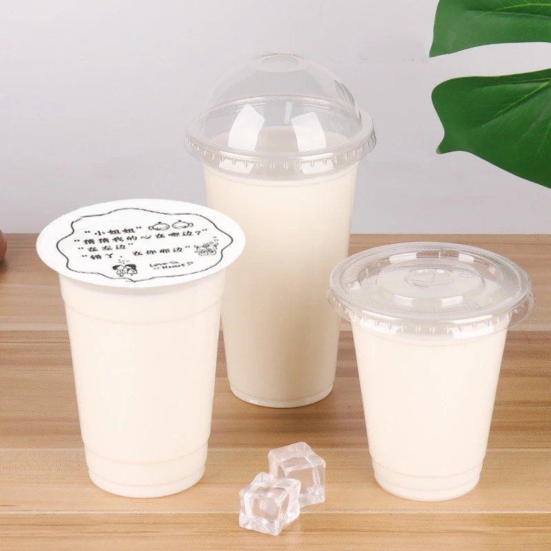 50pcs New Disposable Transparent Plastic Cups Milk Tea Beverage Cups With Lids For Takeaway Outdoor Picnic Birthday Kitchen Part