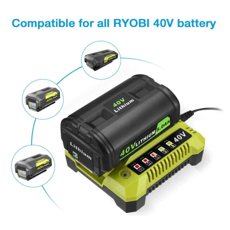 Cargador de batería de iones de litio para batería de iones de litio Ryobi 40V OP4050A OP4015 OP4026 OP4030 OP4040 OP4050 OP400A OP403A ZROP401