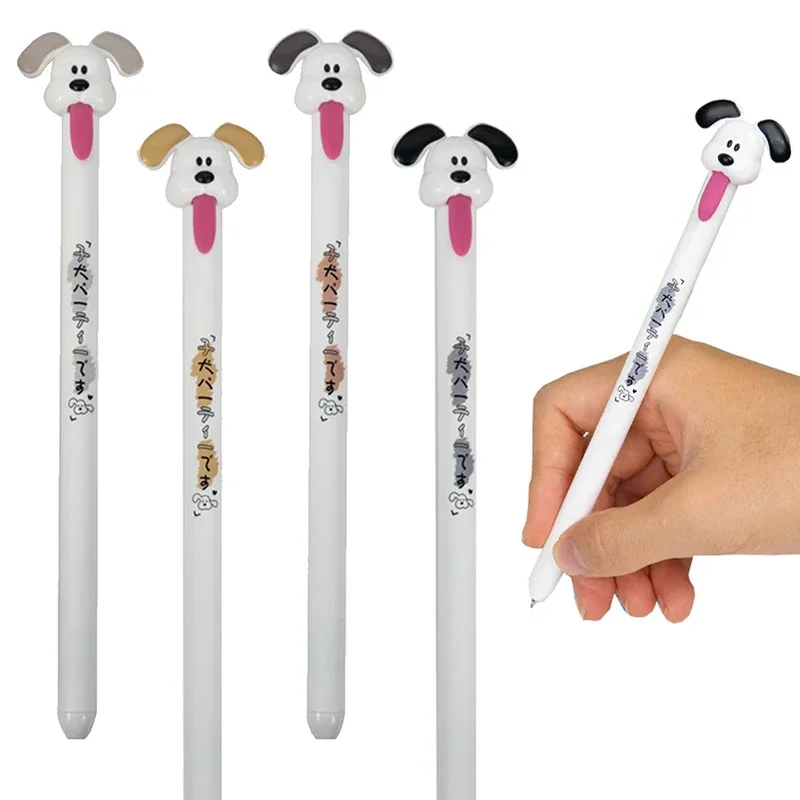 Creative Random Color 0.5mm Cute Puppy Design Gel Pen Scalable Tongue Black Ink School Office Writing Stationery Birthday Gifts