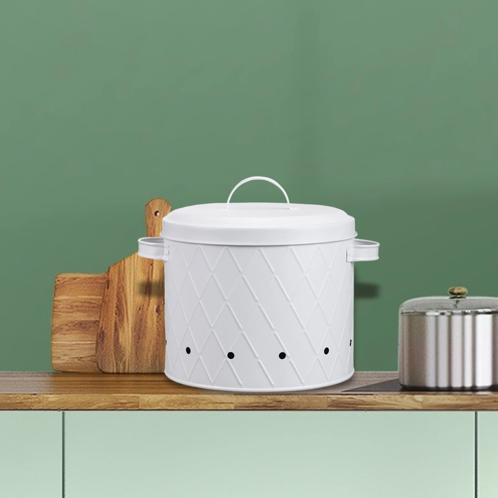 Onion Potato Garlic Tin With Lid Kitchen Canister Vegetable Storage Tin Container Storage Tin Storage Buckets For Household