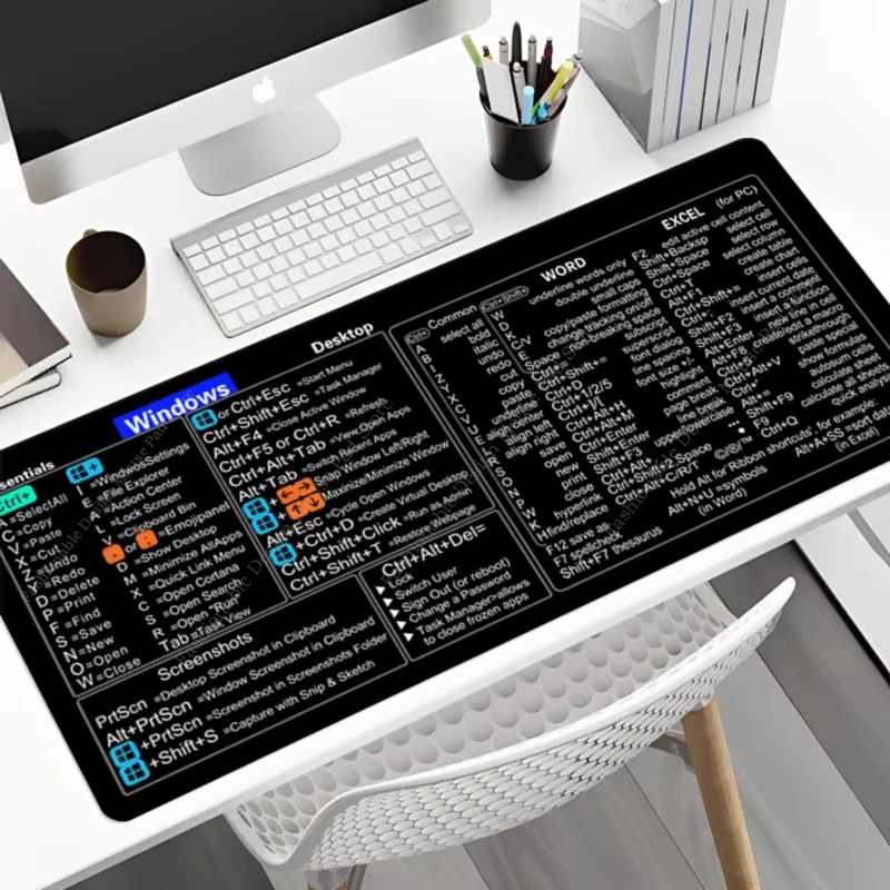 New Large Professional Shortcut Keys Mouse Pad For Windows Shortcuts Desk Mat Office Software Keyboard Mousepad Cheat Sheet