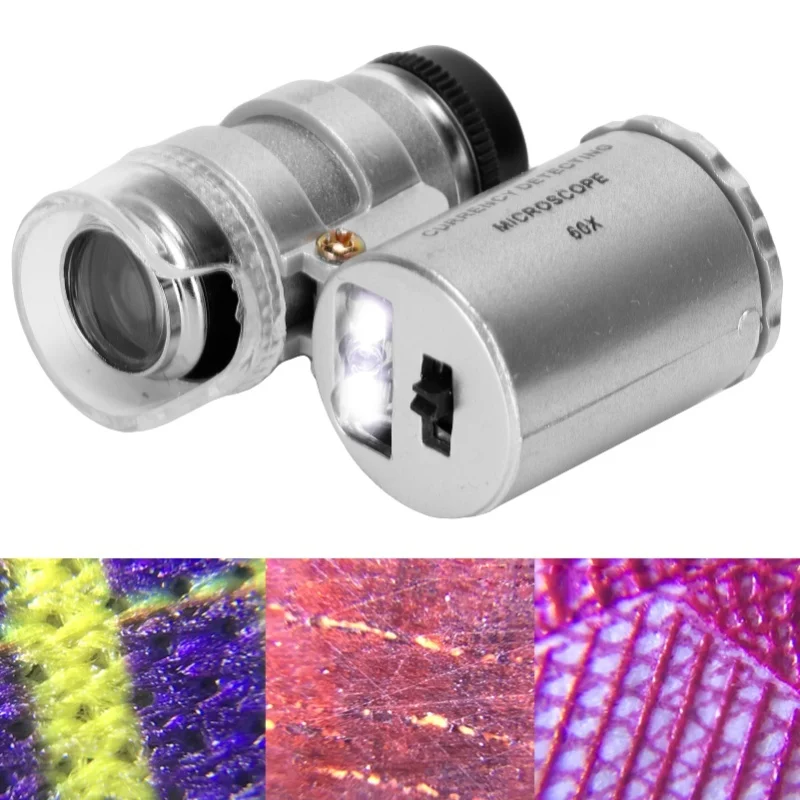 60X LED Magnifier UV Currency Detector Lamp Portable Jewelry Identification Magnifying Glass