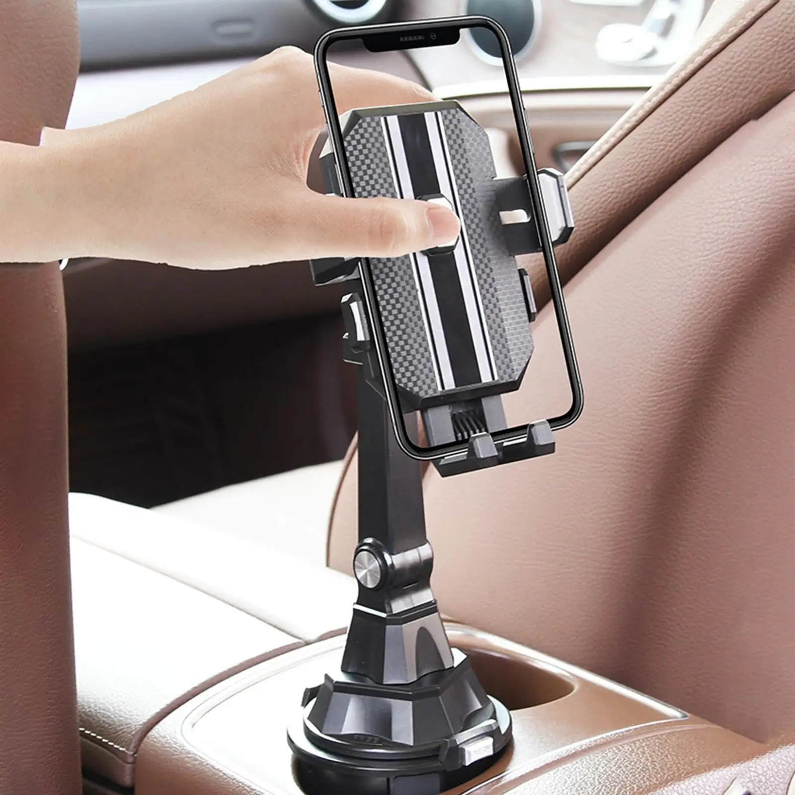 Cup Holder Phone Holder for Car, Long Gooseneck Height Adjustable Car Mobile