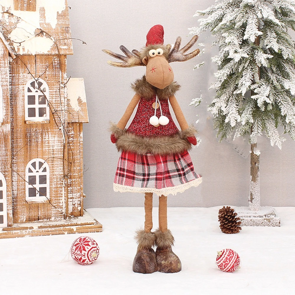 

Festival Christmas Elk Telescopic Doll Soft Cartoon Christmas Doll Cute Knitting Merry Christmas Decoration New Year Supplies