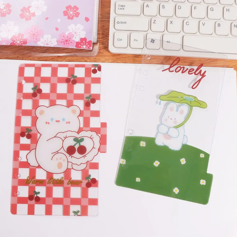 5Sheets A6 Loose-Leaf Notebook Refill Paper Bear Cherry Spiral Binder Divider Page Separator Index Binder Inner Page