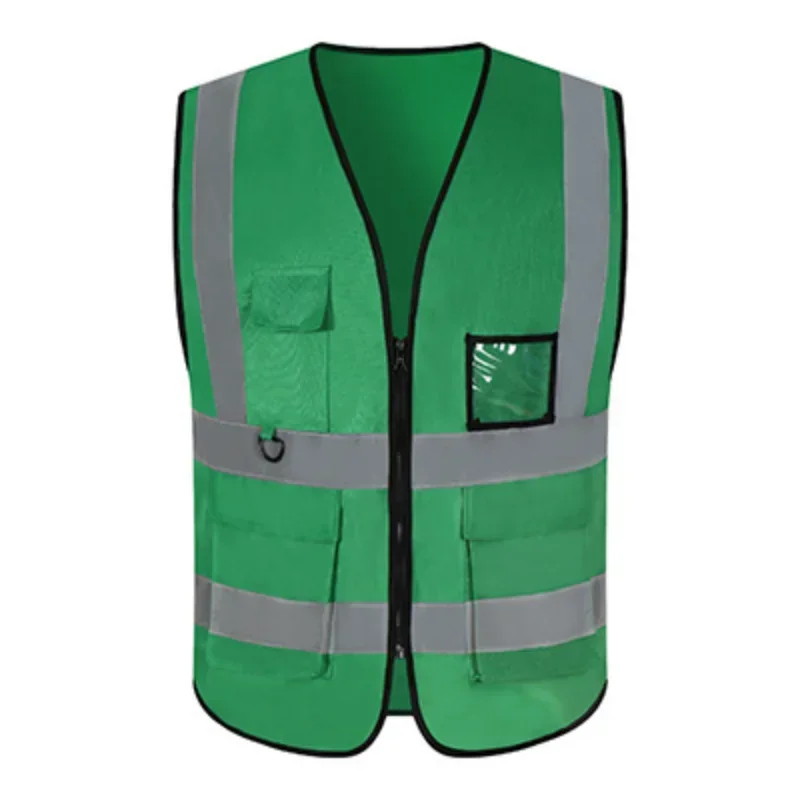 Breathable safety vest in bright colors with multiple pockets for transportation, railway and coal mine