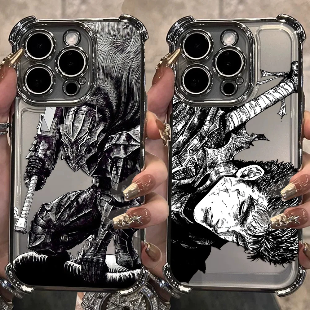 Coque arrière anti-chute pour iPhone, Anime B-Berserk G-Guts, coque plaquée pour iPhone 16, 15, 14, 13, 12, 11 Pro Max, X, Poly XS Max, 7, 8, 6 Plus, nouveau
