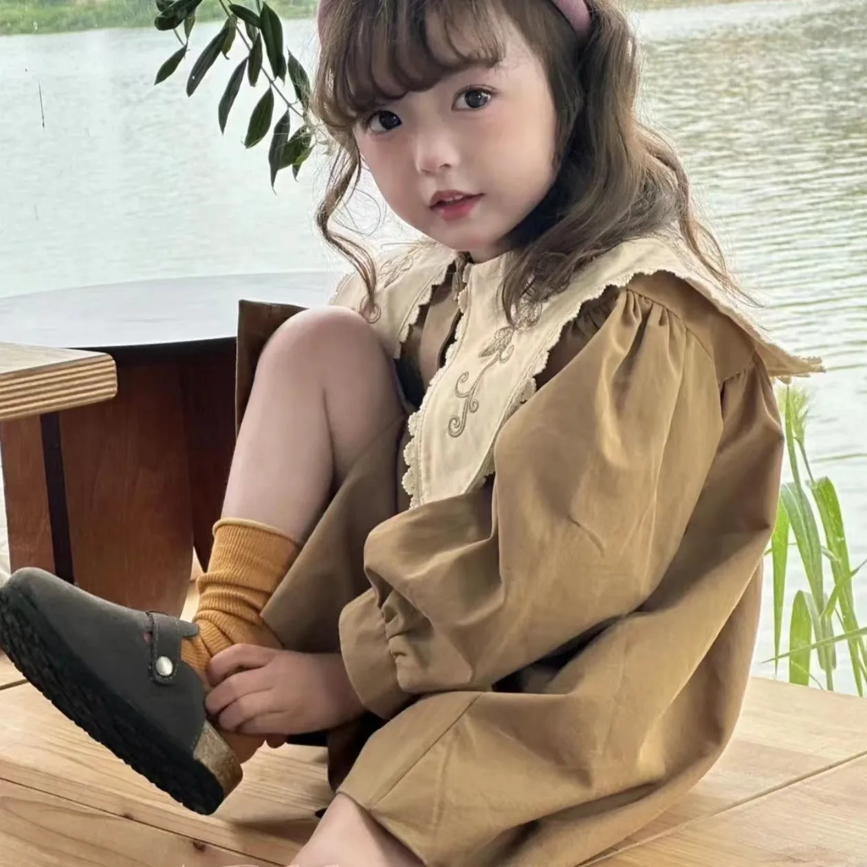 

Spring Autumn Girls Windbreaker Trench Coat Windproof Children Kid's Mid-Length Jacket Coat Baby Overcoat