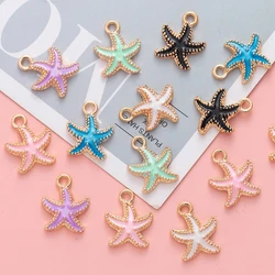 10 Pcs/Lot Alloy Ocean Starfish Charms Enamel Pendants for Jewelry Making DIY Bracelet Handmade Necklace Craft Accessories