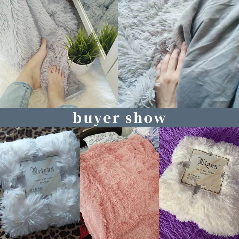 XC USHIO-Couverture Longue en Fausse Fourrure Super Douce, Plaid Chaud et Élégant, Confortable avec Sherpa Moelleux, Couvertures de Lit et de Canapé, Cadeau