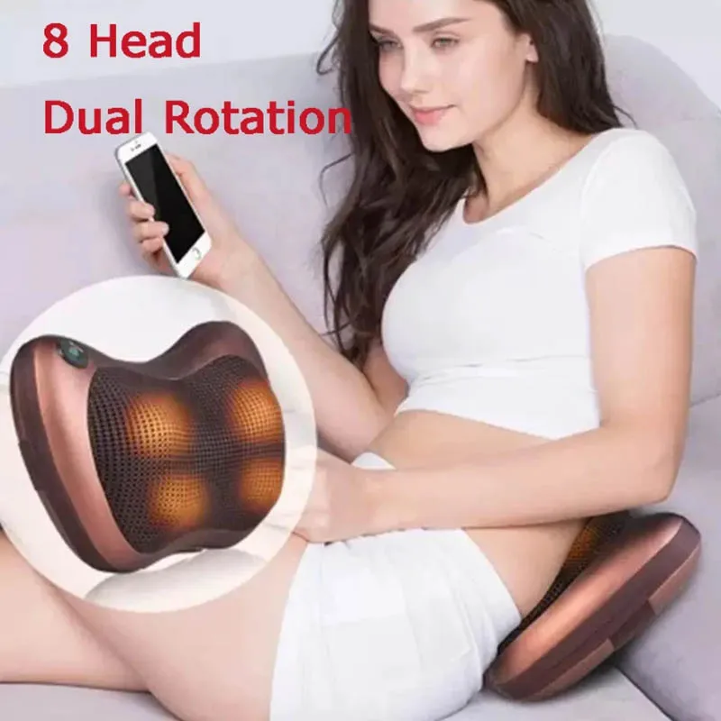 

8 Head Car Home Massager Cervical Shiatsu Massage Neck Back Waist Body Electric Multifunctional Massage Pillow for Chair Car