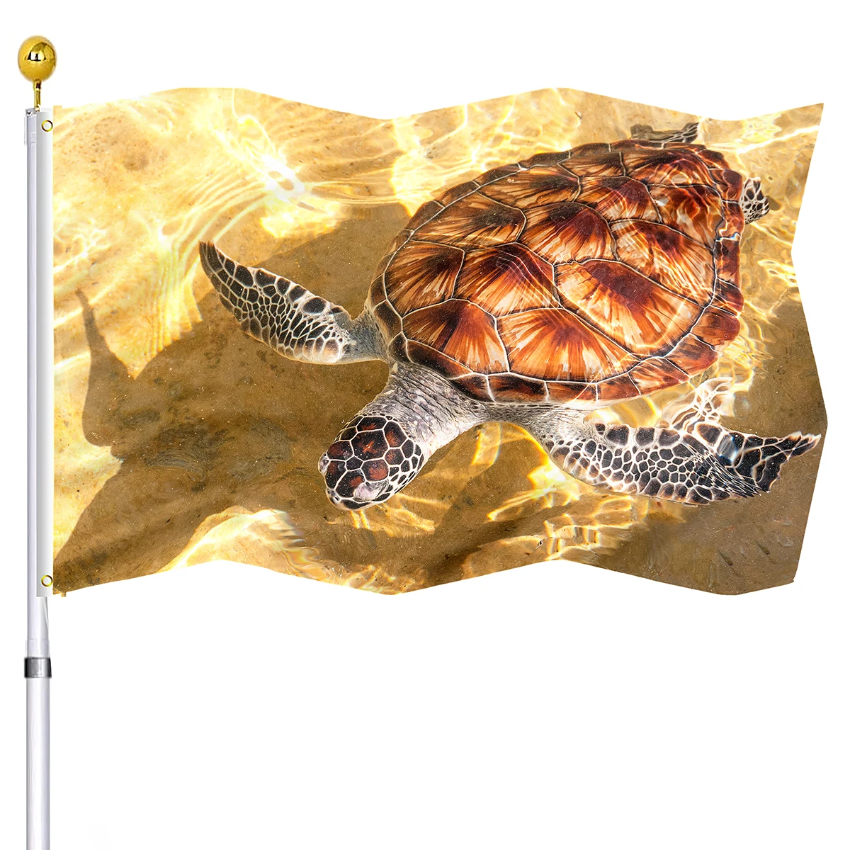 Watercolor Sea Turtle Flag Cute Marine Animals Vivid Color Banner with Brass Grommets Flags Outdoor and Indoor Yard Decorations