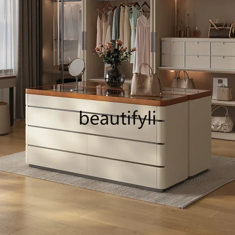 

LD25Italian minimalist cloakroom Nakajima solid wood eight-bucket cabinet Premium storage storage drawer cabinet