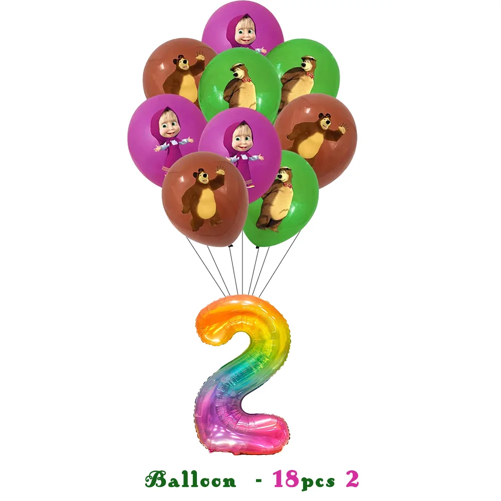Mascha und der Bär Geburtstagsparty Banner Luftballons Teller Becher Servietten Tischdecke Mädchen Cartoon Partyzubehör Dekoration Babyparty – Detail 24