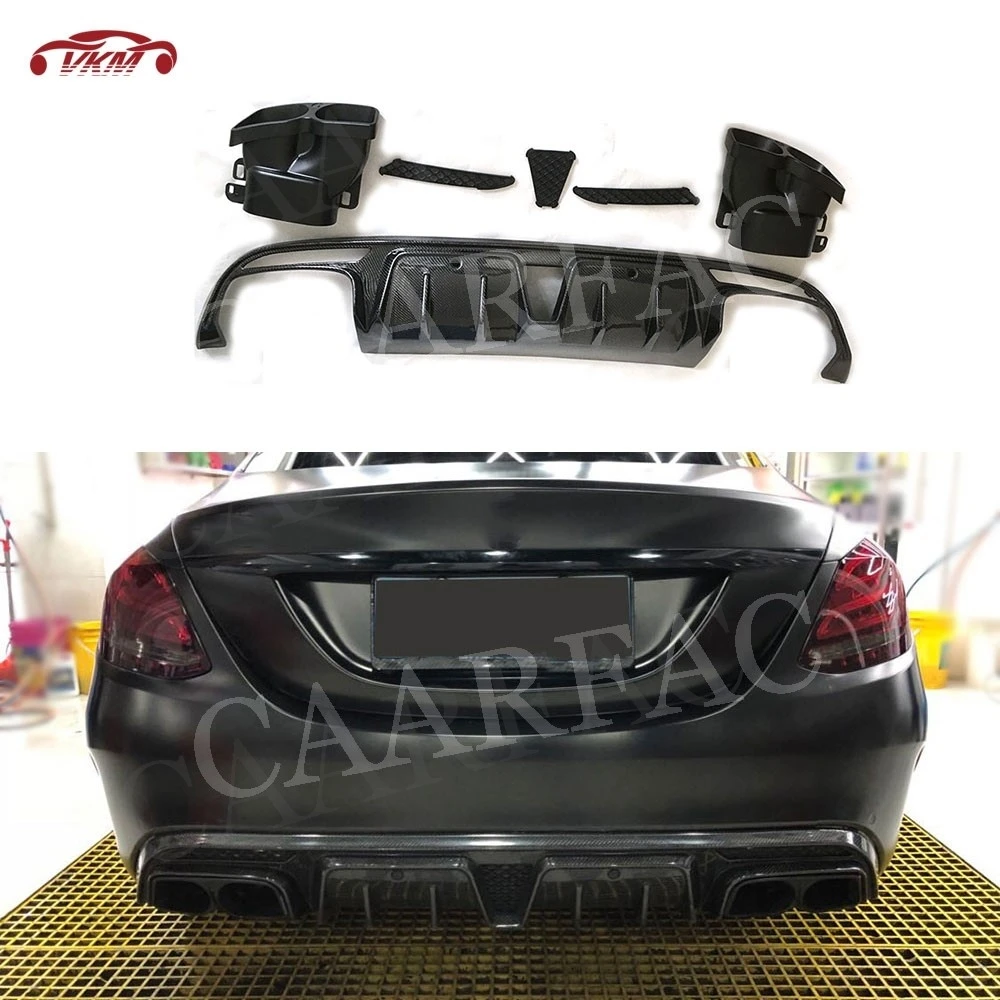 

Carbon Fiber Rear Diffuser Lip Spoiler for Mercedes Benz C Class W205 C63 AMG 2015-2019 Exhaust Tips Bumper Diffuser Body Kits