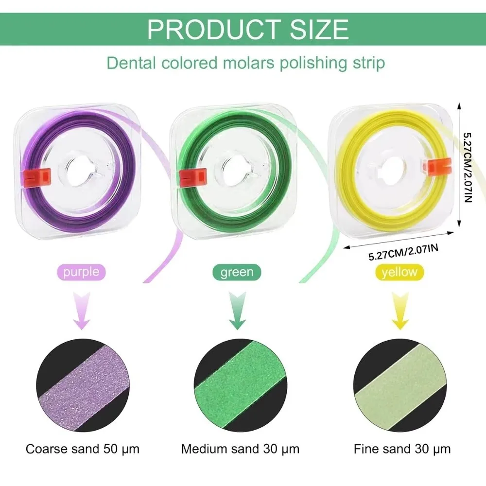 Portable Dental Polishing Strips 20/30/50um Tooth Interdental Sanding Surface Colored Rolled Molar Strips Multifunctional