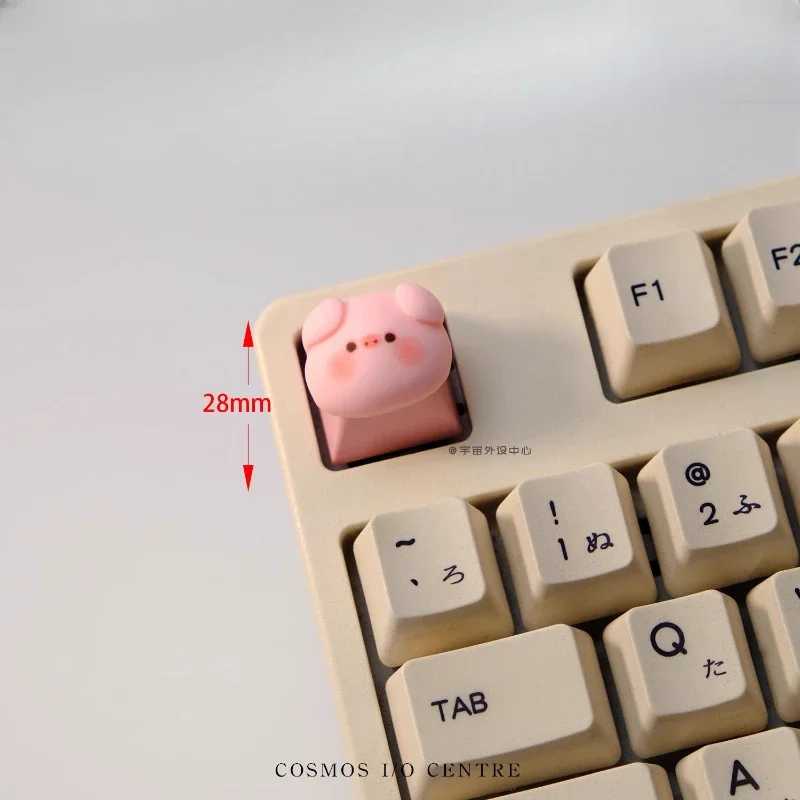 Personalized Cute Handmade Pink Keycaps Piggy CNC Character Craft Resin Creative Custom Keycaps Mechanical Keyboard Keycaps Gift