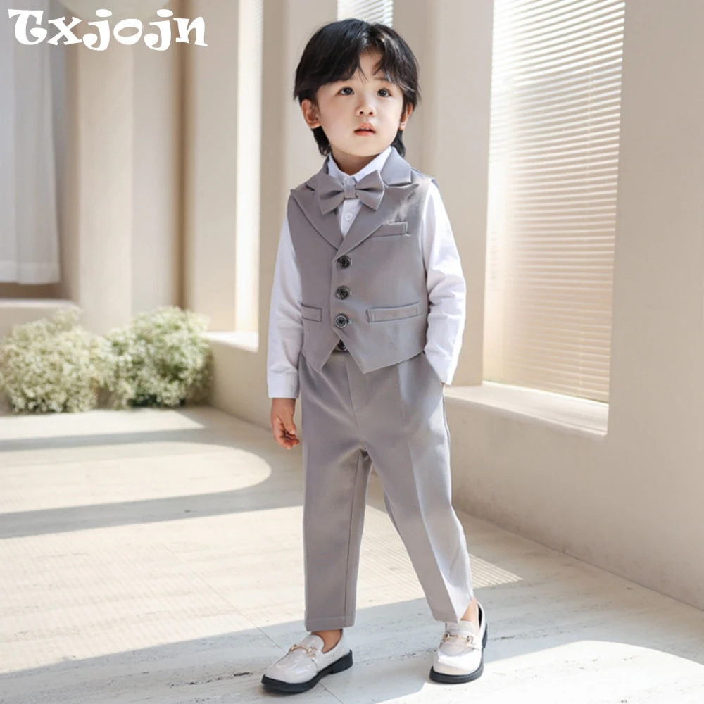 

Txjojn Fast Delivery Children's Suit Set 3 Pieces Birthday Party Wear,Kids Vest Pants With Bow-tie Suits Wedding Guest Outfit