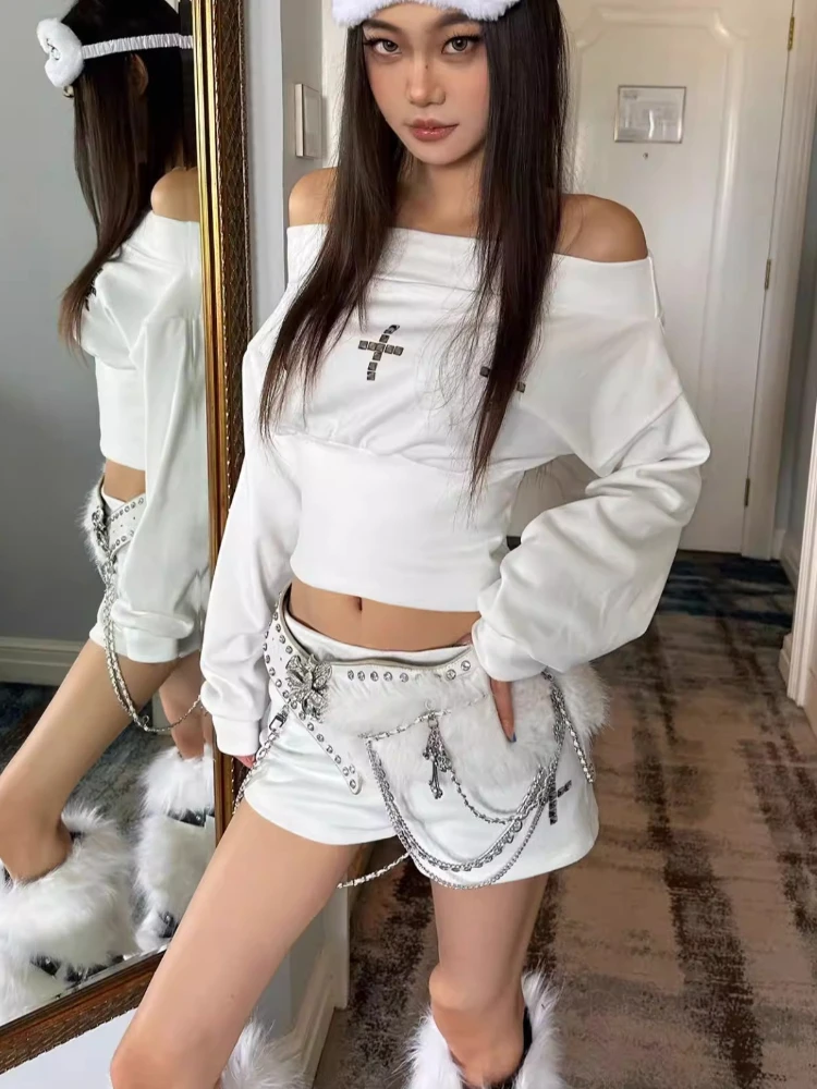 겨울 니트 펑크 스타일 빈티지 투피스 세트 여성 긴팔 따뜻한 풀오버+하이웨이스트 팬츠 여성 시크 한국 인기 의류