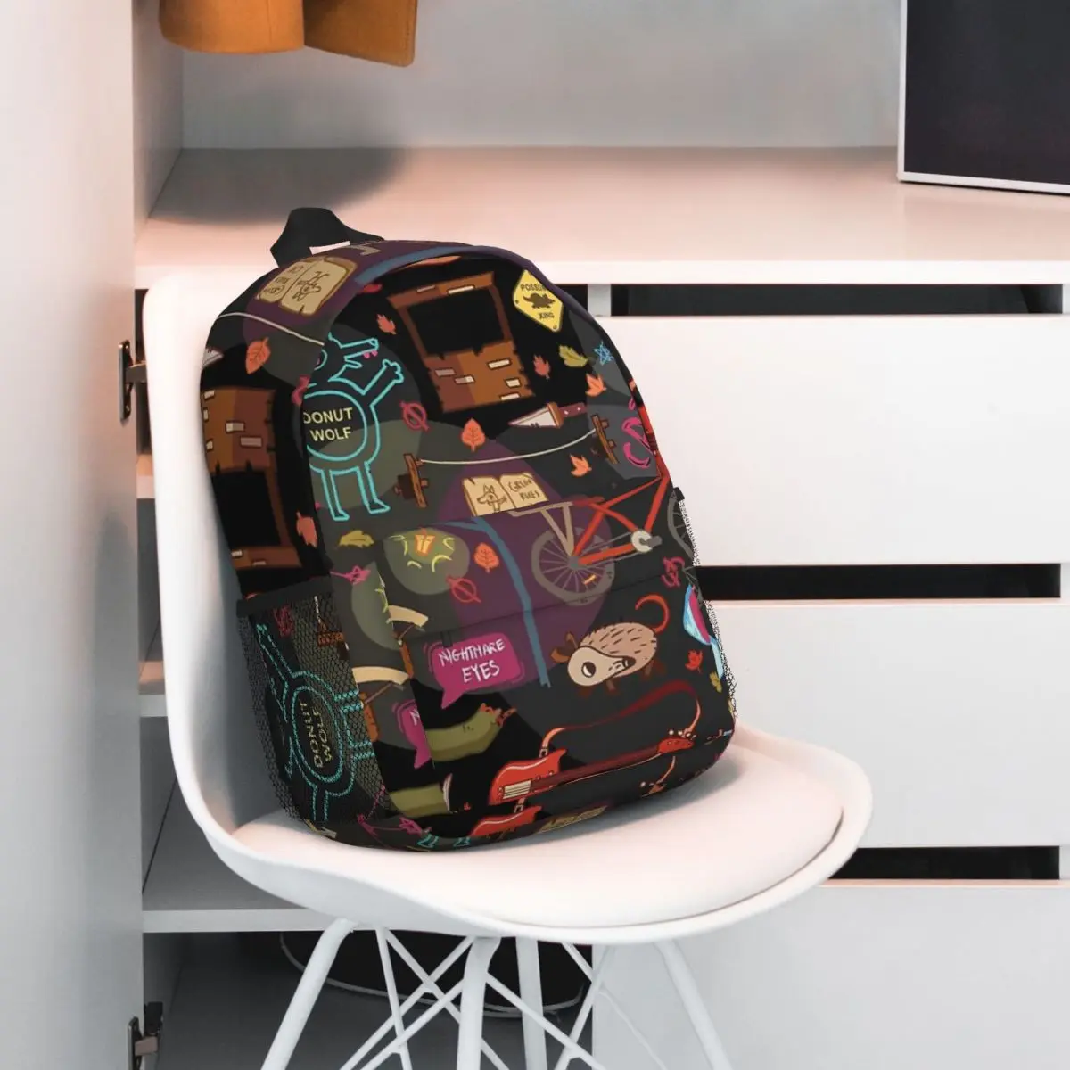 Mochila de estudiante de gran capacidad con diseño de otoño extraño Night In The Woods para niñas y niños, mochila ligera impermeable de 15 pulgadas