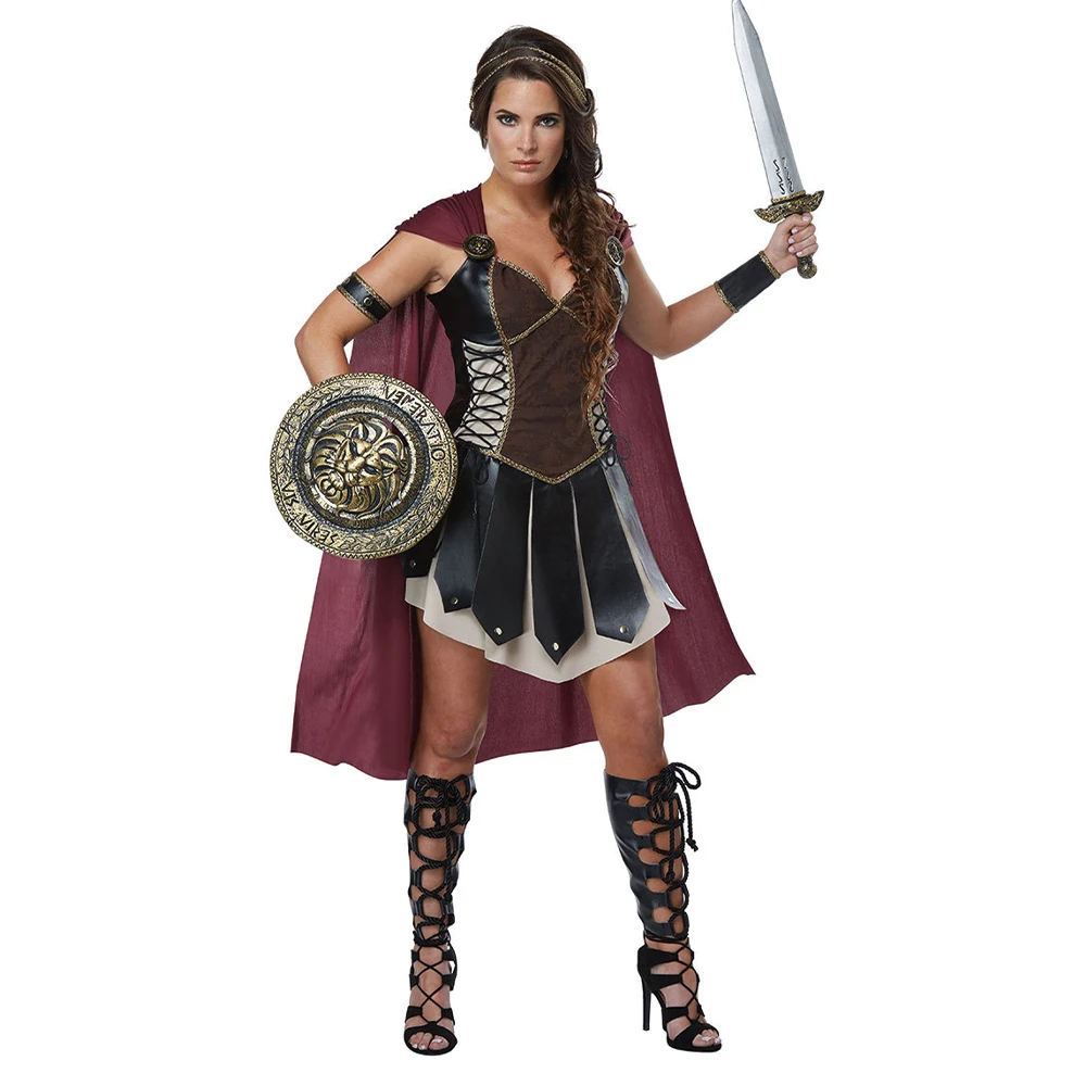 Ancient Roman Spartan Warrior Cosplay Uniforme para Mulheres e Homens, Gladiador, Cavaleiro Xena, Princesa César, Traje de Halloween, Palco Show