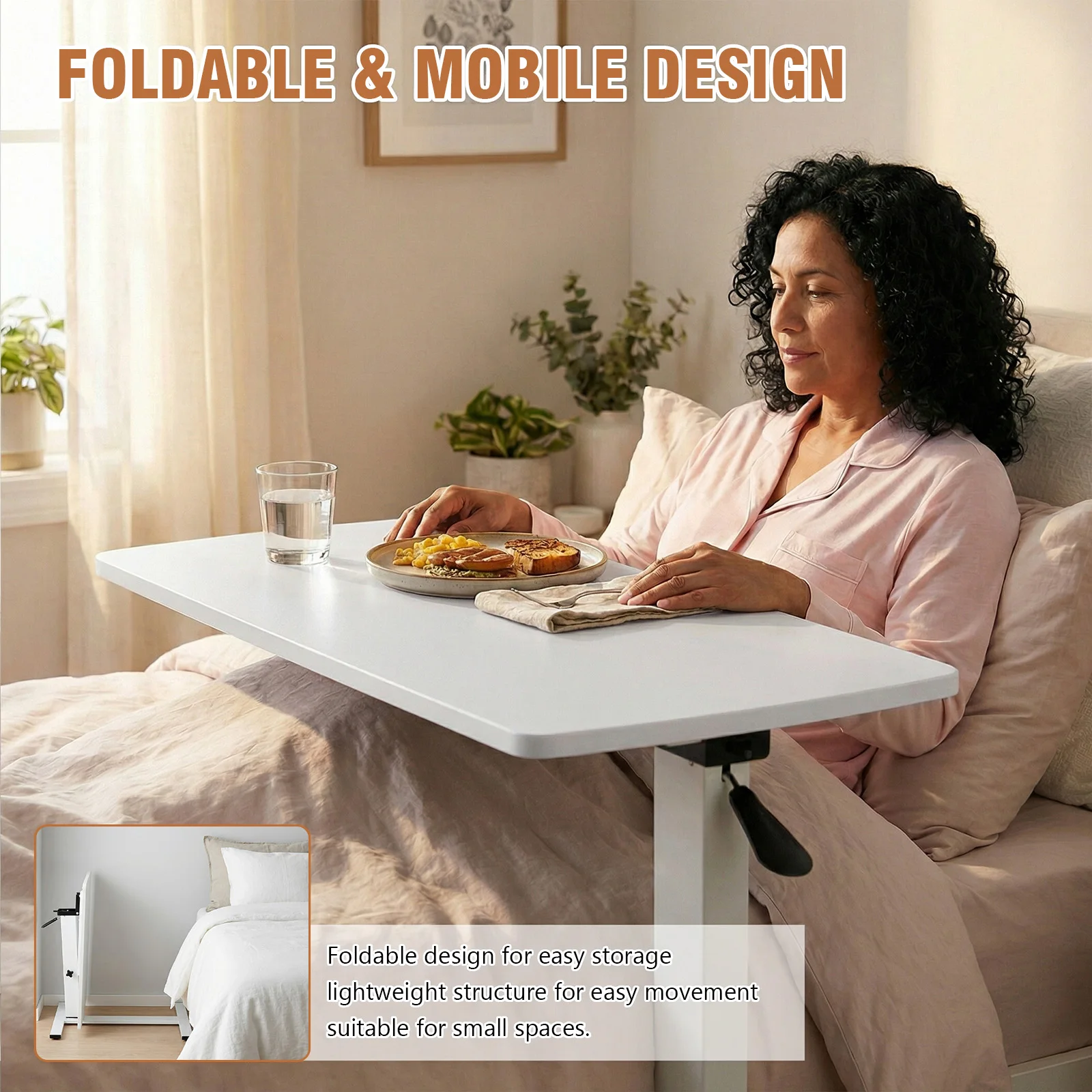 

Pneumatic Lap Desks with Wheels Mobile Rolling Laptop Standing Desk 27.56-37.4in Adjustable Height for Home Hospital Medical Use