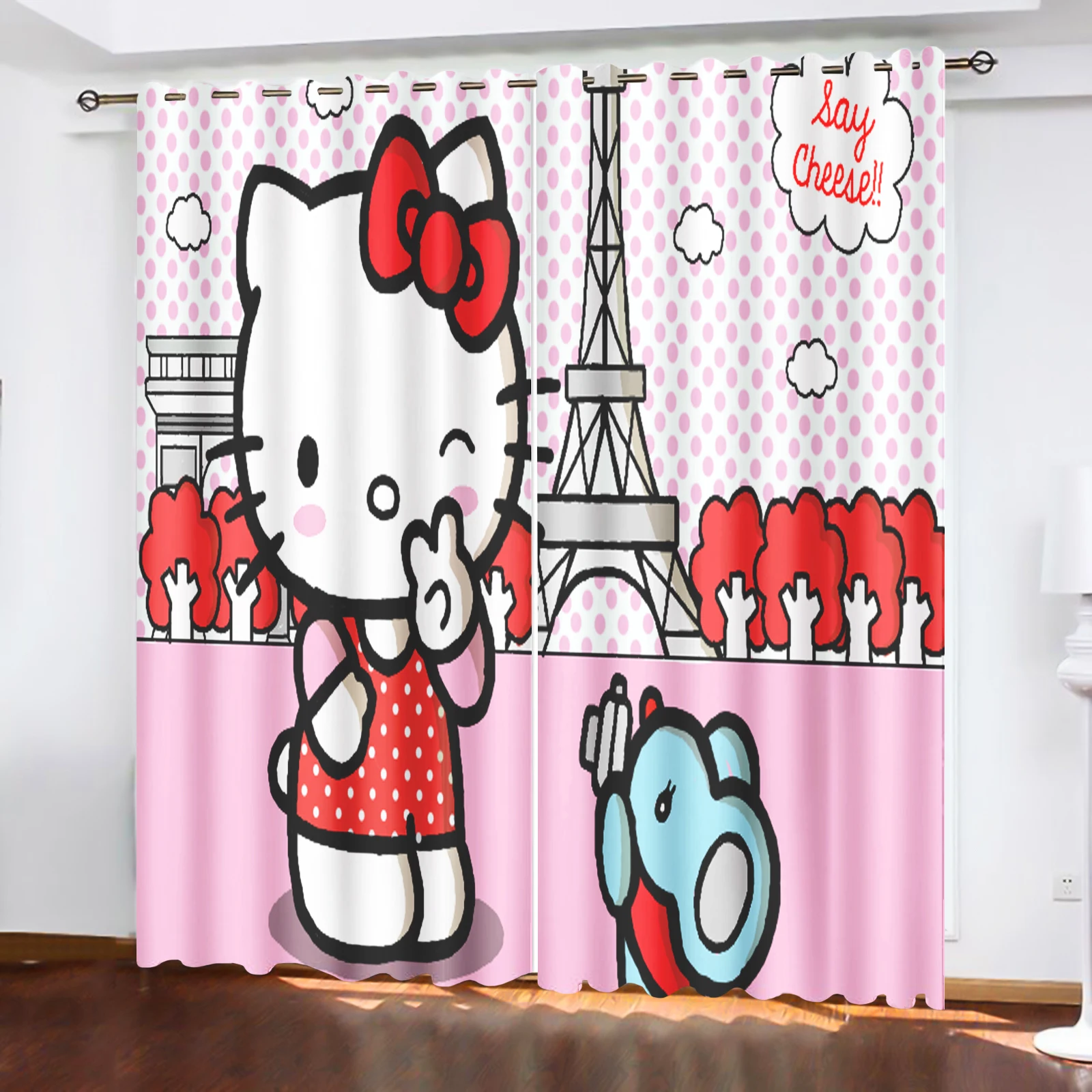 

Holle Kitty 100% Polyester Curtain Home Decor Bedroom Curtains For Living Room Balcony Screen Dustproof Cartoon Cute