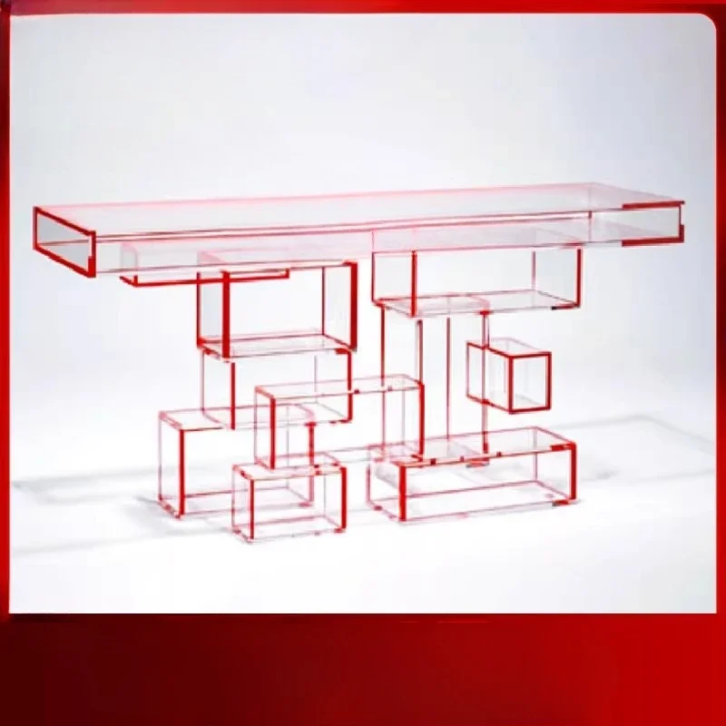Acrylic end view table Red Internet celebrity entry cabinet Simple modern light luxury living room wall table corridor