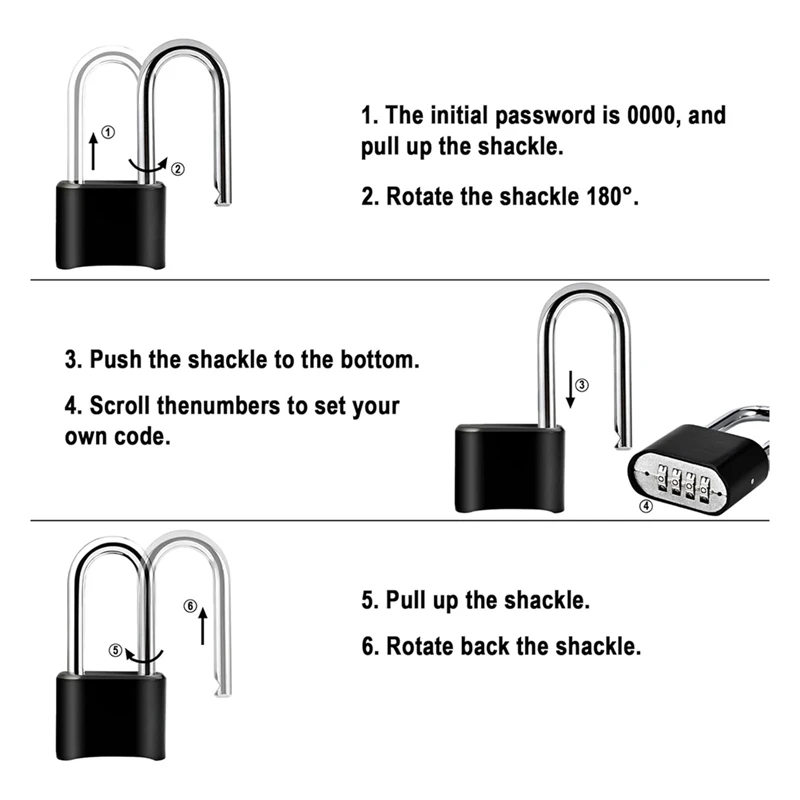 Hot 2Pcs Combination Lock, 4-Digit Heavy Duty Combo Lock, Combination Padlock Outdoor Waterproof Gate Locks For Fence