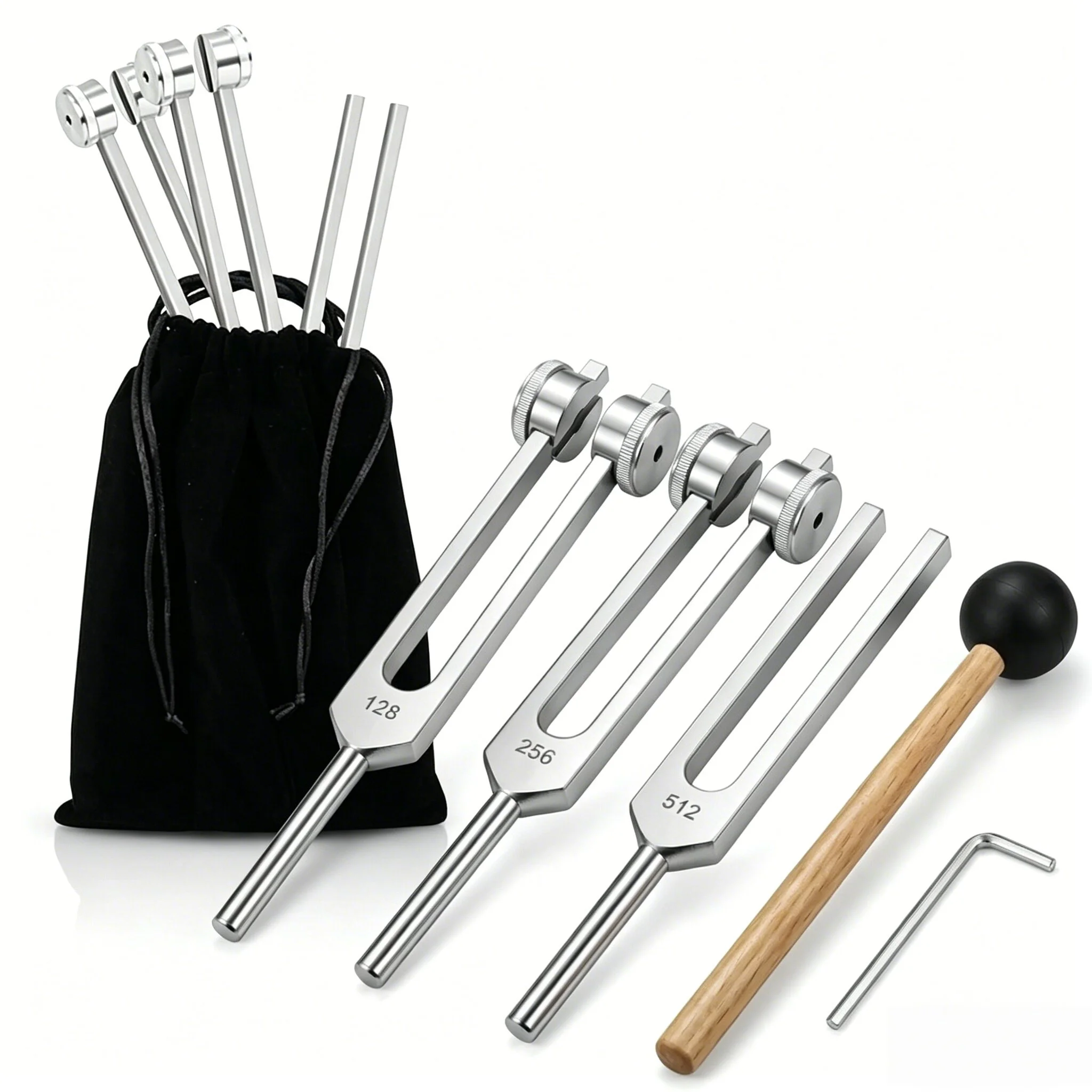 

Chakra Healing Tuning Fork Set,Aluminum Alloy Tuning Forks 128Hz, 256Hz,512Hz with Hammer & Bag For Sound Healing Therapy,Yoga