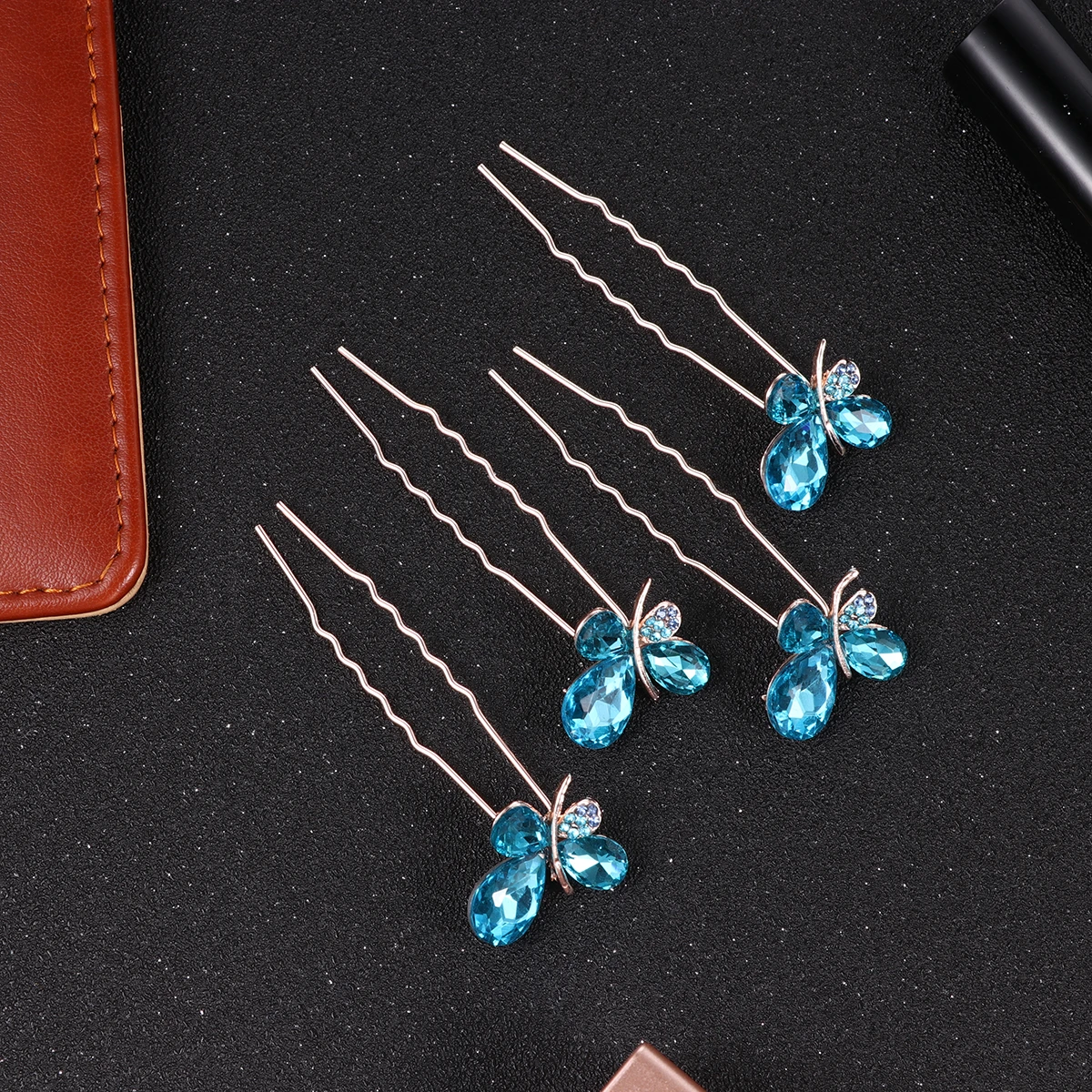 

4pcs U-Shaped Crystal Rhinestone Pins Sticks For Wedding Party Updo Hairstyle Accessories Women Hairpin Bridal Hair Stick Hair