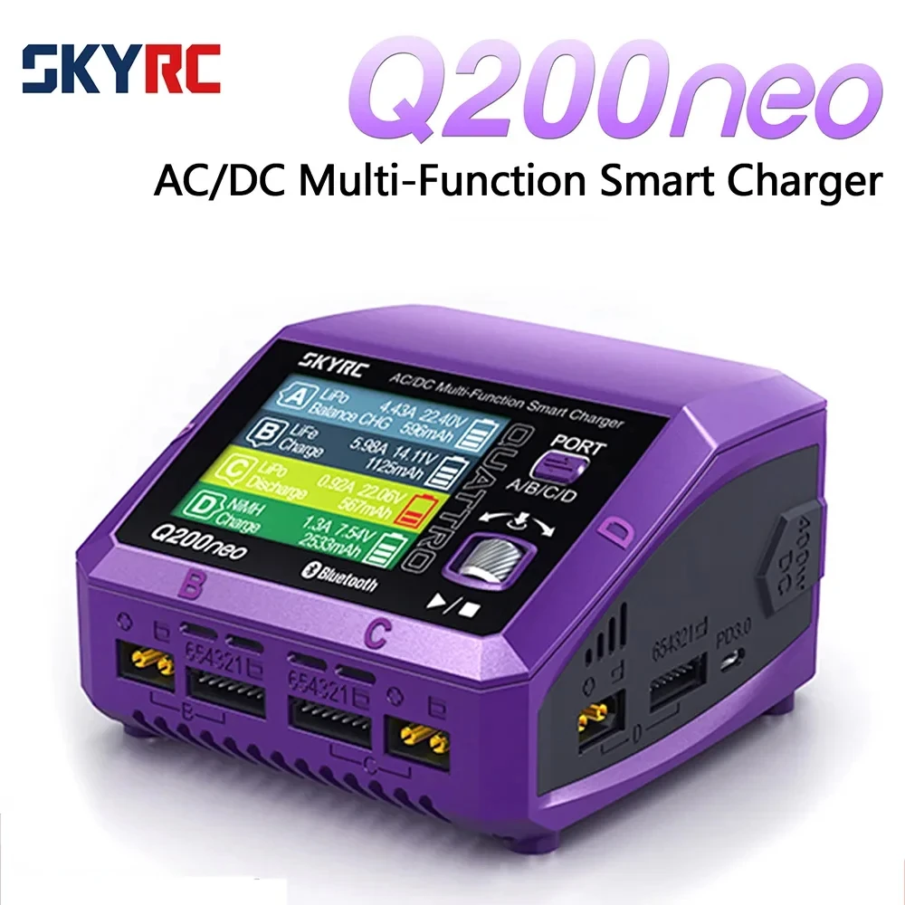 SkyRC Q200neo 4 Output Ports AC/DC Multi-Function Smart Charger for LiPo and LiFe to Li-ion, LiHV, Pb, NiMH, and NiCd