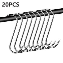 Stainless Steel S Hooks with Sharp Tip Utensil Meat Bedroom Clothes Hanger Hanging Hooks for Butcher Shop Kitchen Baking Tools