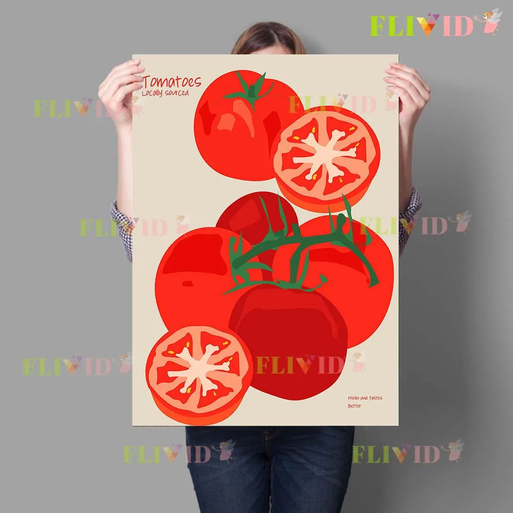 Illustration Tomato Food Coffee Shop Prints Poster Wall Art Canvas Painting Home Decor Wall Pictures For Living Room Unframed