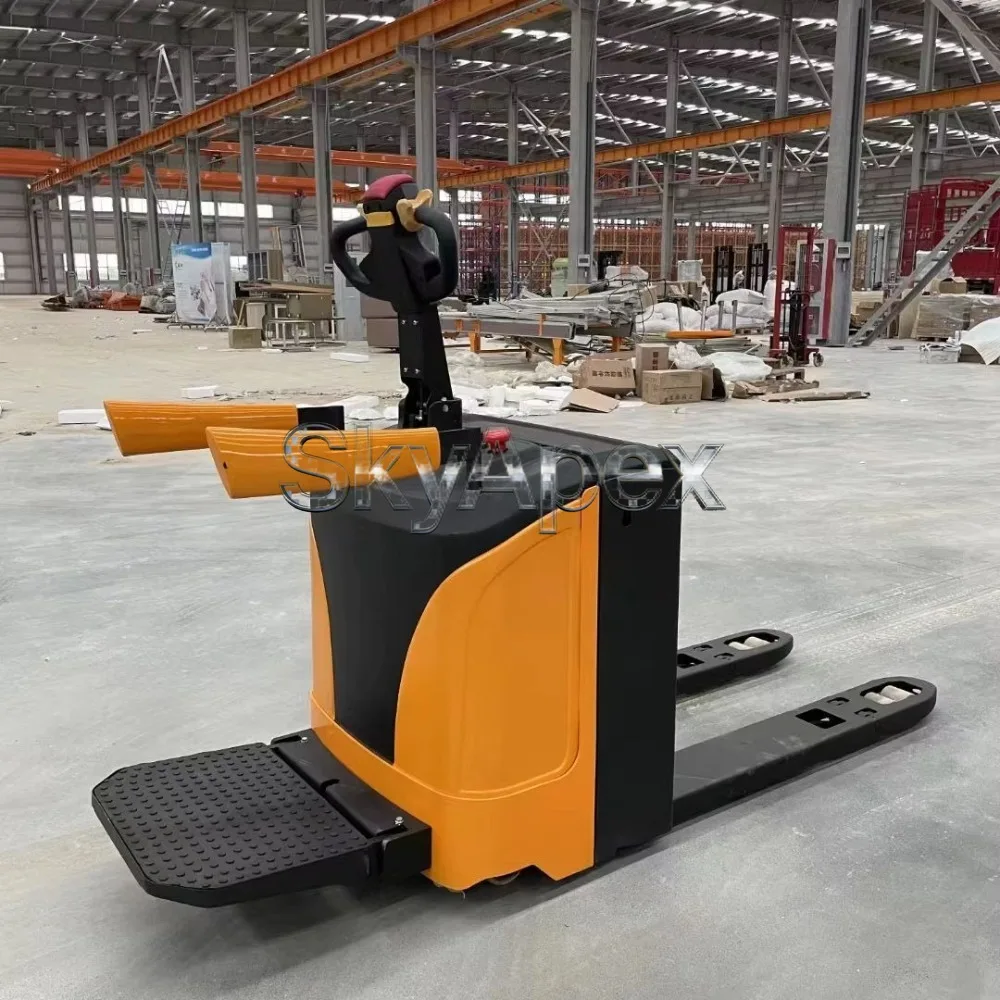 Electric Power Fork Lift Walking Type Electric Forklift Pallet Truck Stand-on Type Platform Pallet Truck