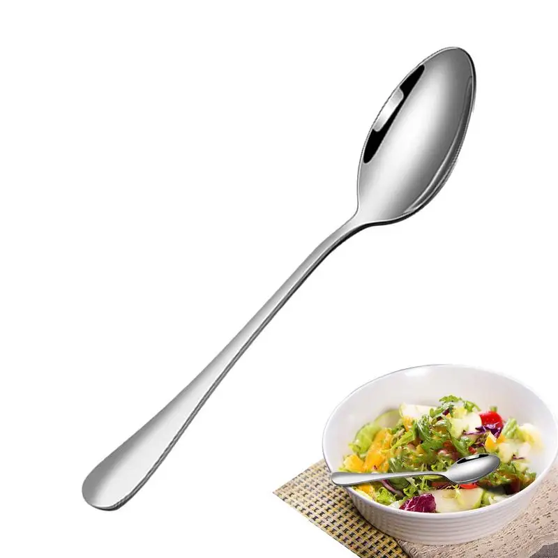 Serving Teaspoon Stainless Steel Long Handle Soup Spoons Food Grade Serving Metal Spoons Teaspoon Serving Dessert Teaspoons