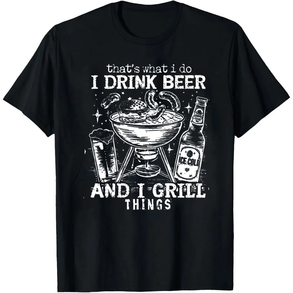 BBQ Dad Grill Master Funny Men Drink Beer and Grill Funny Dad Shirt Fathers Day Trendy Grandad Uncle Brother Retro Camping Tee