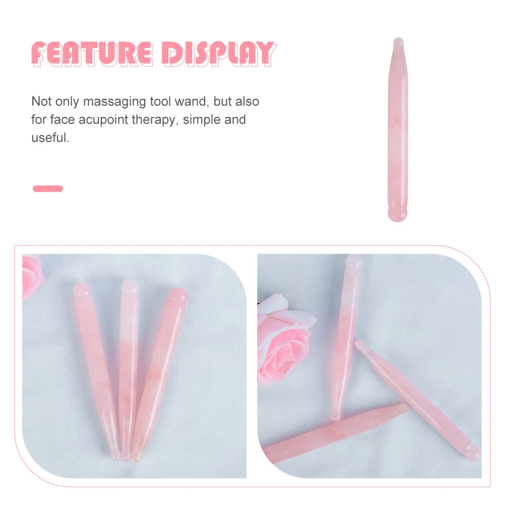 แท่งนวดคริสตัลโรสควอตซ์ แท่งกัวซาหยกธรรมชาติสำหรับบำบัดจุดฝังเข็มบนใบหน้าและดวงตา และเครื่องมือนวดตัว