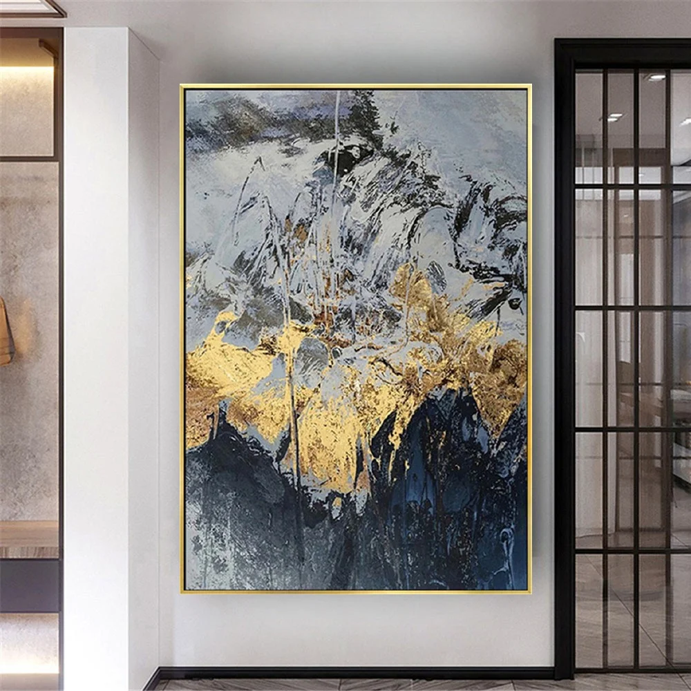 مجردة المناظر الطبيعية جدار الطلاء رسمت باليد النفط اللوحة جدار صورة فنية لمطعم قماش ديكور المنزل عمل فني مخصص