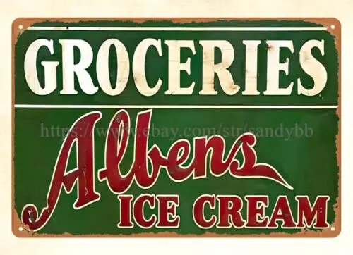 Groceries Albens Ice Cream metal tin sign wall art prints